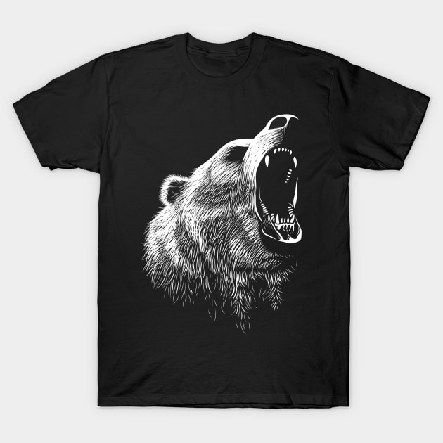 Roaring Bear (black) T-Shirt by zoneo